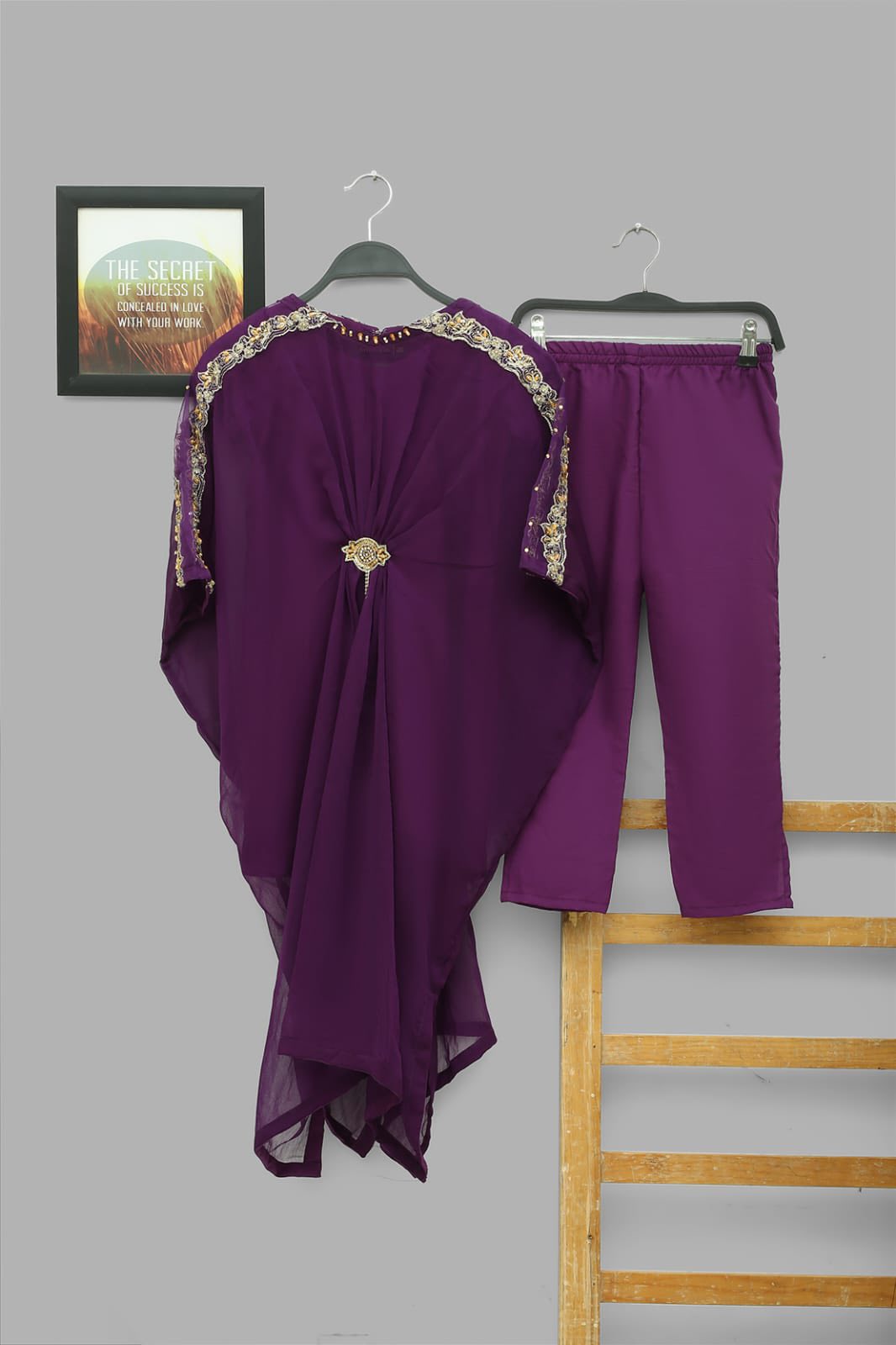 AR009252 Girls Chiffon Kaftan Stitched 2pc
