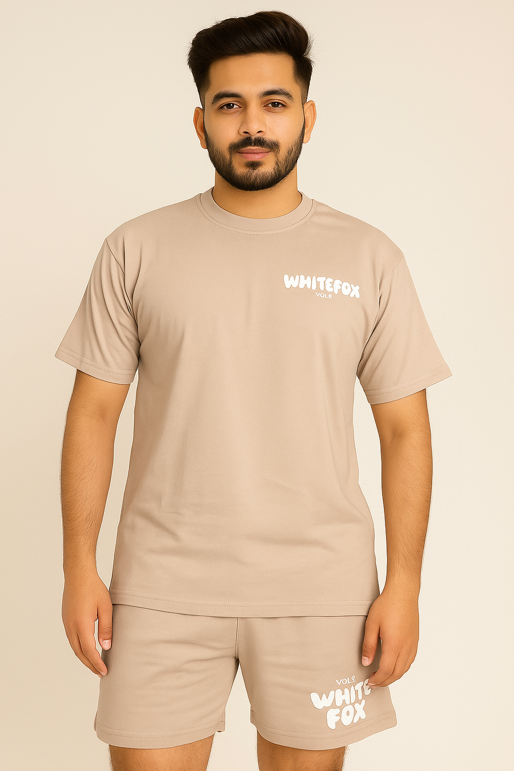 Unisex Cotton Drop Shoulder T-Shirt & Shorts │White Fox