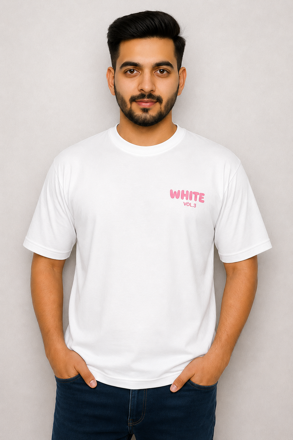 Unisex Cotton Drop Shoulder T-Shirt │ White Fox