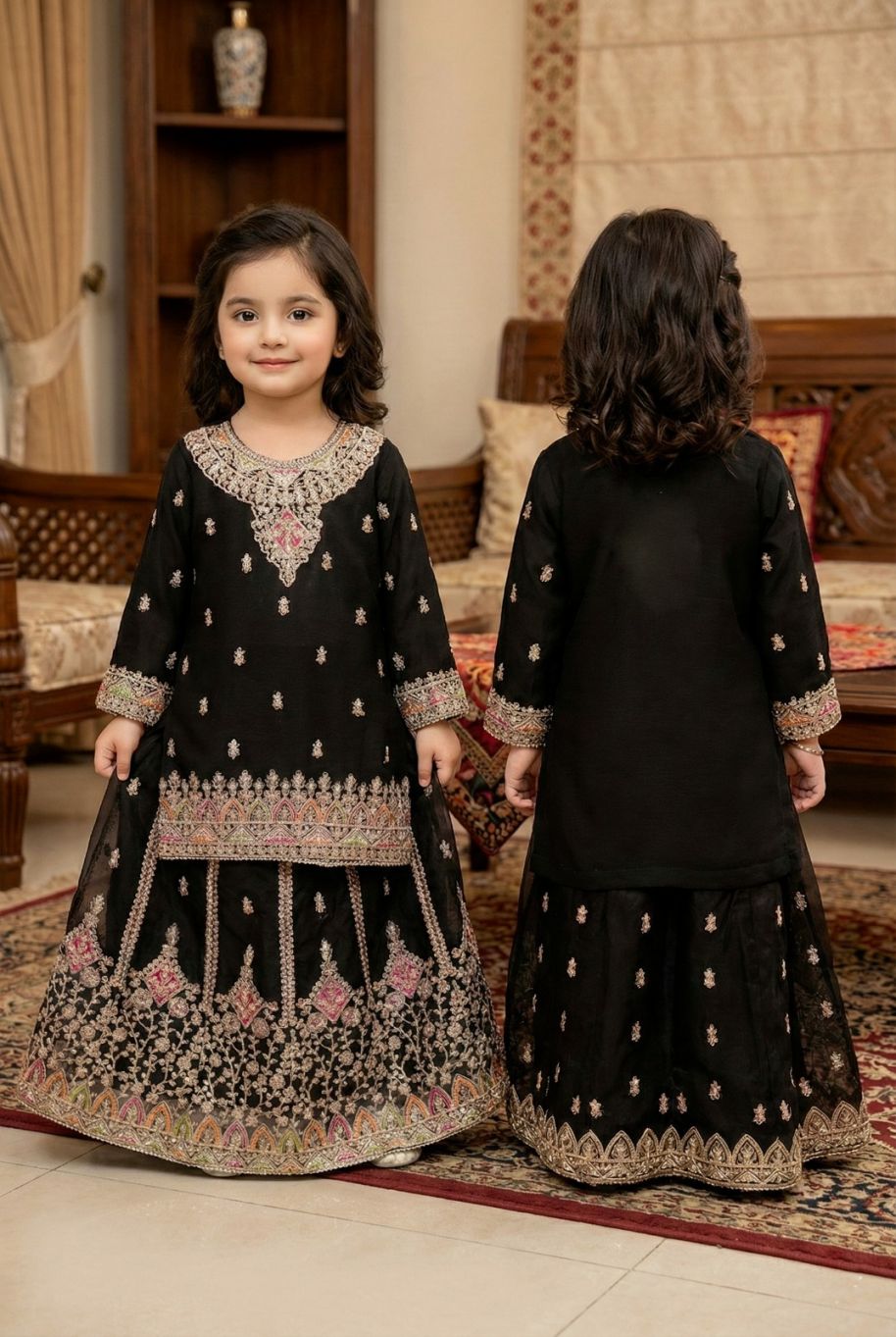 454382 KIDS CHIFFON SHARARA │ BLACK