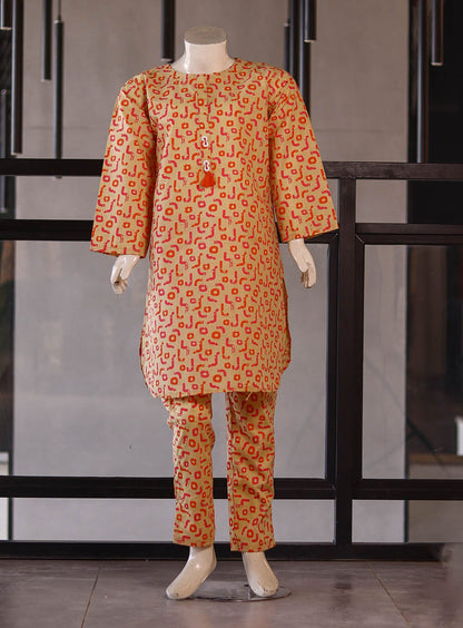 AHG021952 Girls Cotton Printed Stitched Suit 3 piece