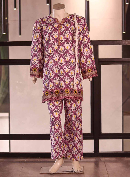 AR026213 Girls Cotton Printed Cutwork Suits Stitched 3 Piece