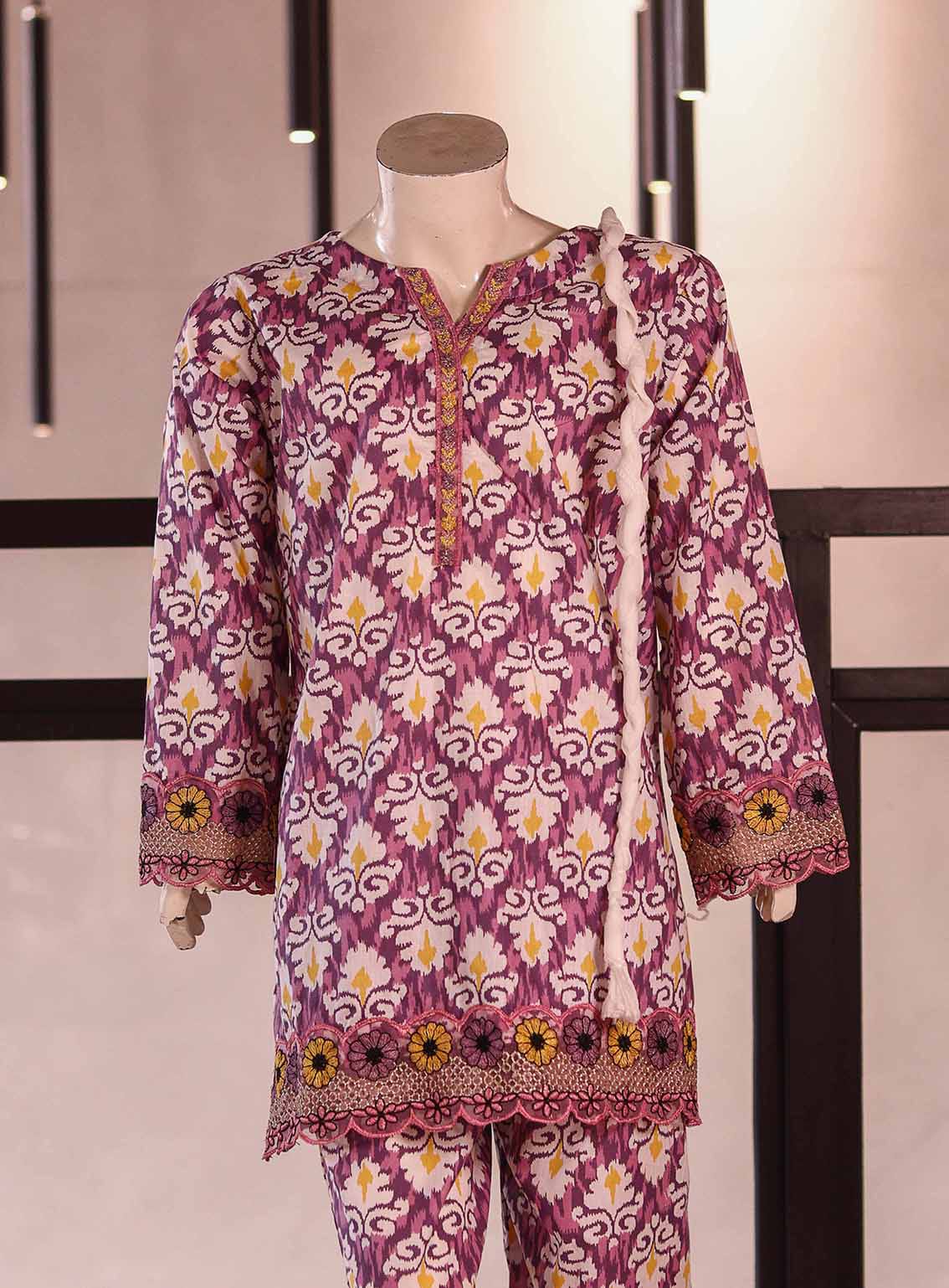 AR026213 Girls Cotton Printed Cutwork Suits Stitched 3 Piece