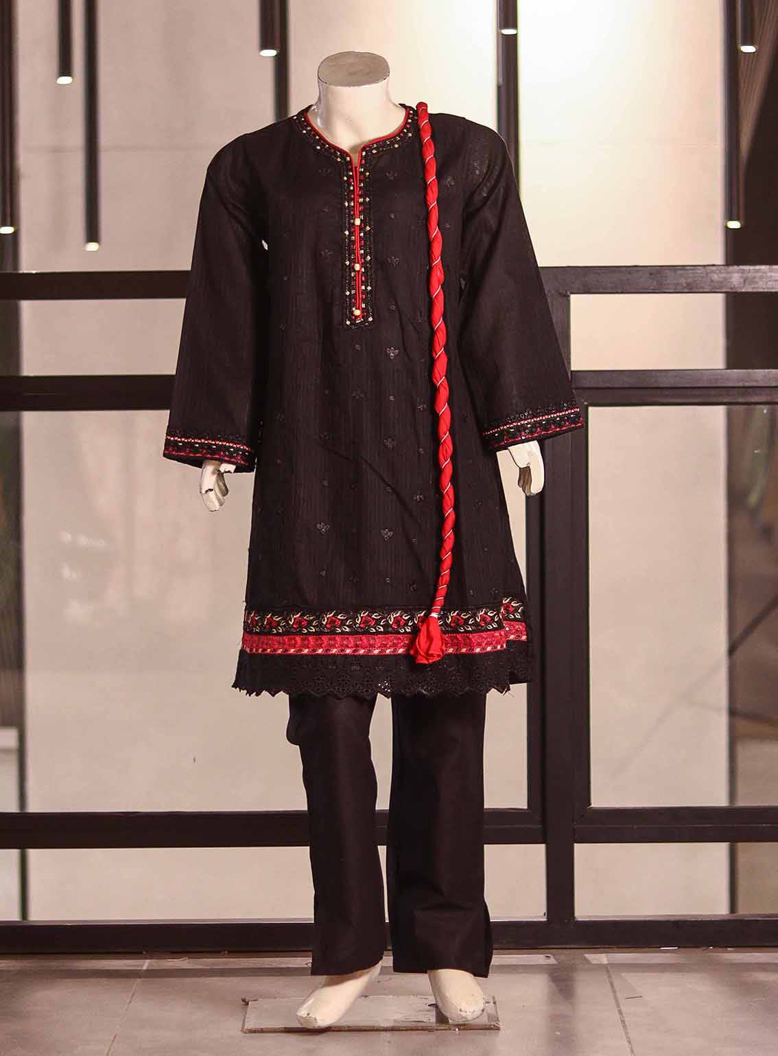AR026733 Girls Cotton Embroidered Suits Stitched 3 Piece