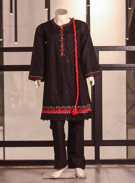 AR026733 Girls Cotton Embroidered Suits Stitched 3 Piece