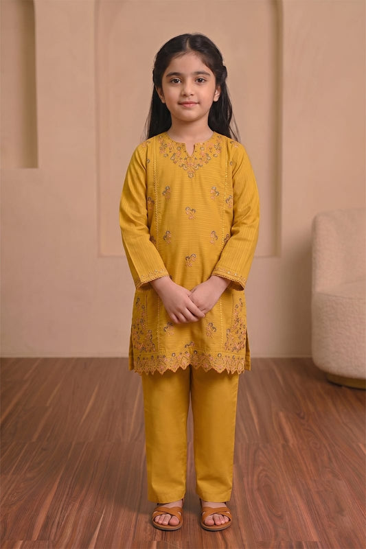 AR027413 Girls Cotton Embroidered Suits Stitched 3 Piece