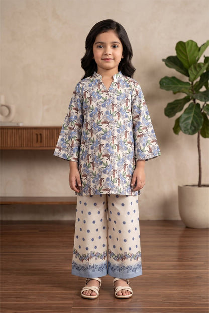 AR027982 Girls Cotton Printed Suits Stitched 3 Piece