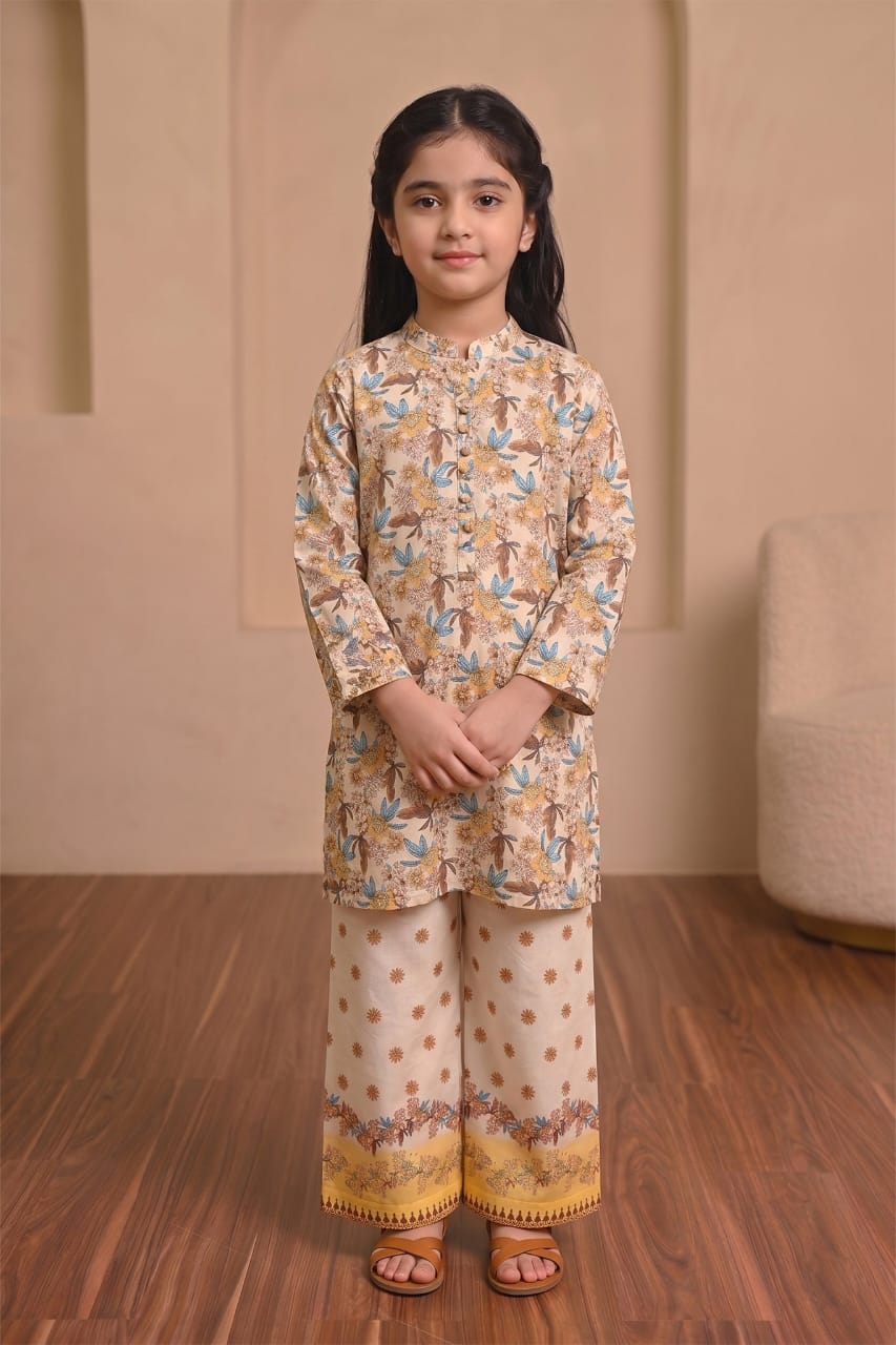 AR027982 Girls Cotton Printed Suits Stitched 3 Piece