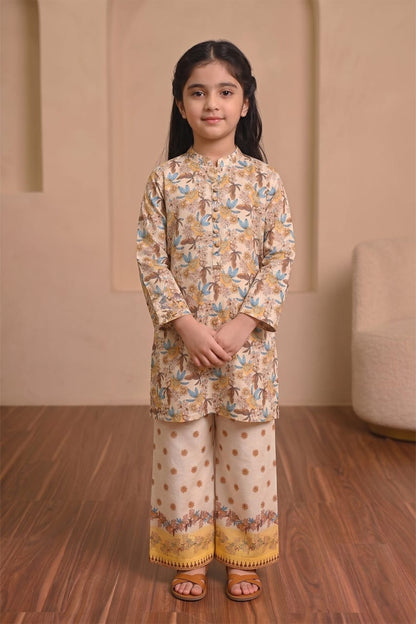 AR027982 Girls Cotton Printed Suits Stitched 3 Piece