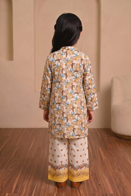 AR027982 Girls Cotton Printed Suits Stitched 3 Piece