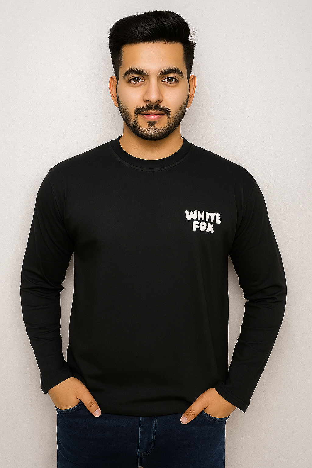 MEN COTTON DROP SHOULDER T-SHIRT WHITE FOX