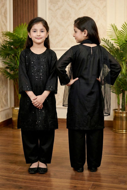 IN461513 Girls Cotton Embroidered Suit 3pc