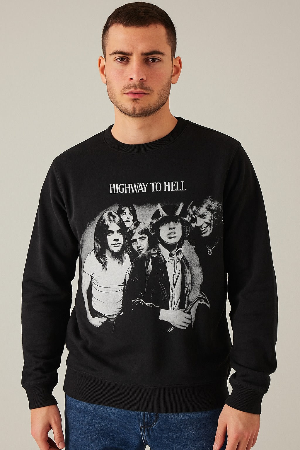 MEN COTTON SWEAT SHIRT HIGHWAY TO HELL │ BLACK